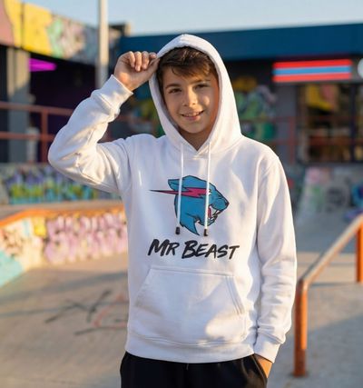 Hoodie Mr Beast Iconic White — Feastables Colombia