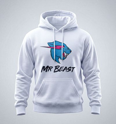 Hoodie Mr Beast Iconic White — Vista Secundaria